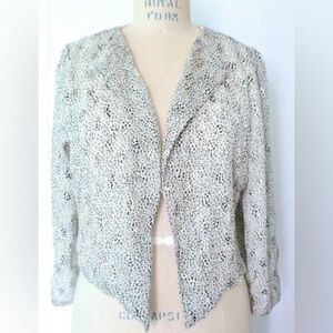 NWT FOREVER 21 WHITE BLACK DOT BURNOUT OPEN CASCADE CROPPED TOPPER JACKET L
